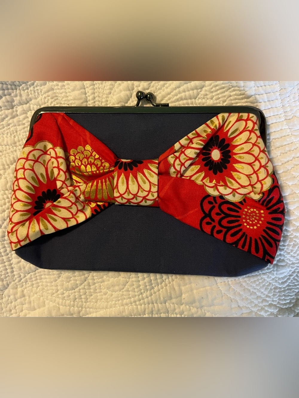 Red Floral Bow Clutch Bag